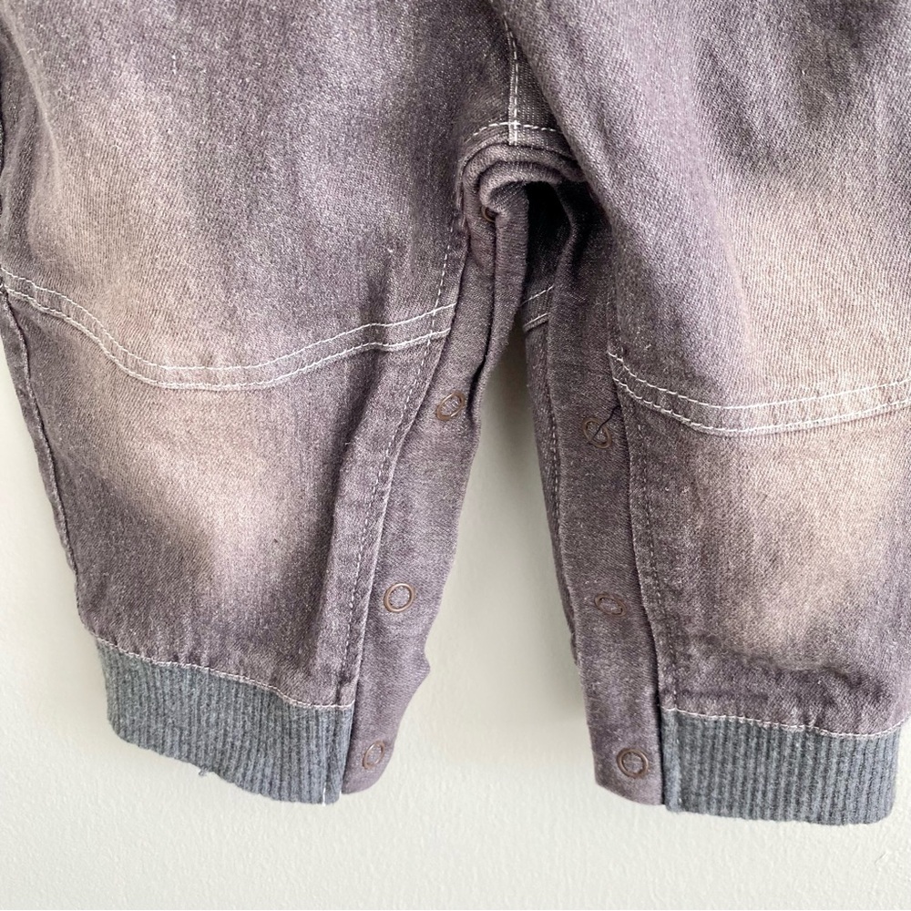 Grey Denim Overalls Dog Print - Picture 4 of 5